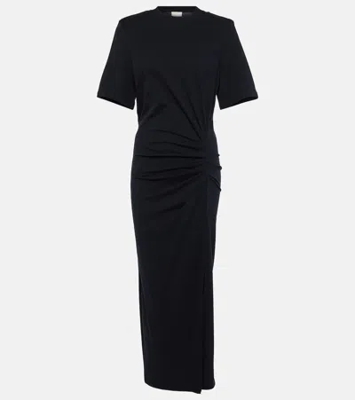Isabel Marant Lexiaga Draped Cotton Midi Dress In Black