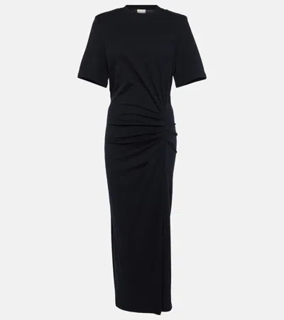 Isabel Marant Draped Dress With Padded Shoulders In Black