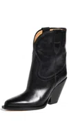 Isabel Marant Leyane Texan Ankle Boots In Black Leather In Black