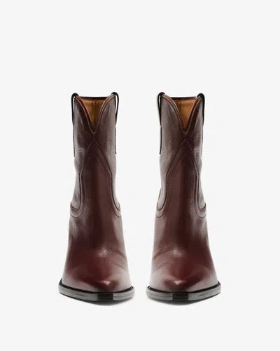 Isabel Marant Leyane Leather Ankle Boots In Burgundy