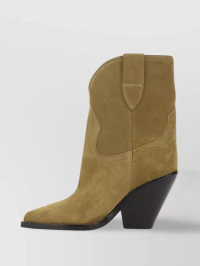 Isabel Marant Leyane-gzp Ankle Length Cuban Heel Boots In Green