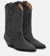 Isabel Marant Leyane Suede Cowboy Boots In Gray