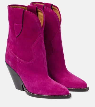 Isabel Marant Leyane Suede Boots In Pink