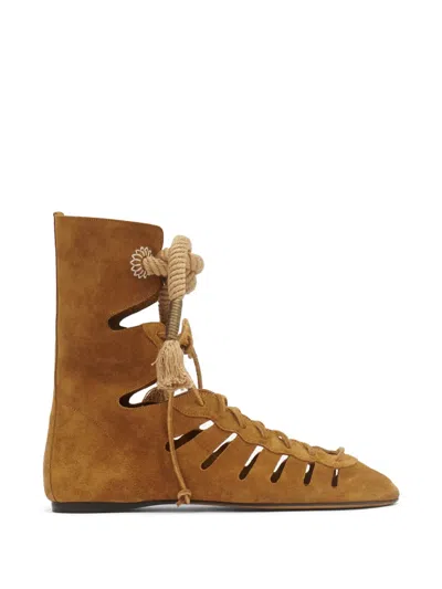 Isabel Marant Liade Open-work Gladiator Boots In Animal Print