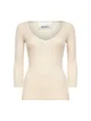 Isabel Marant Light Beige Ribbed Crepe Knit Felicia Top In Neutral