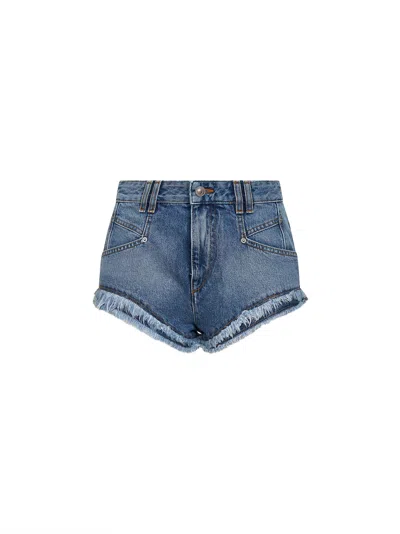 Isabel Marant Light Blue Cotton Denim Eneidala Mini Shorts
