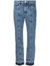 Isabel Marant Etoile Stone Washed Sulanoa Denims With Vertical Stitchings In Light Blue