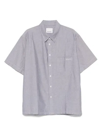 ISABEL MARANT LIGHT GREY SHORT SLEEVE LOGO SHIRT