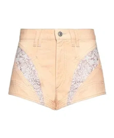 Isabel Marant Light Wash High Waist Denim Hot Pants In Orange