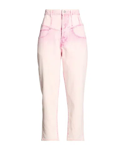 Isabel Marant Lightwash Denim Tapered Trousers In Pink