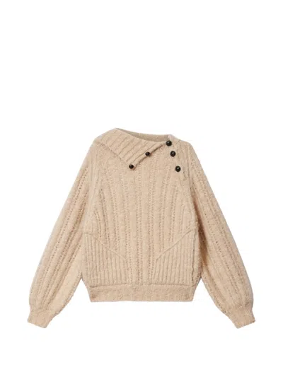 Isabel Marant Lily Alpaca Button-detail Boileed Wool Sweater In Pattern