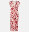 Isabel Marant Lindsay Floral Ruched Jacquard Midi Dress In Multi