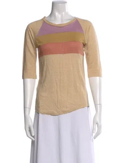 Pre-owned Isabel Marant Linen Colorblock Pattern T-shirt In Neutral
