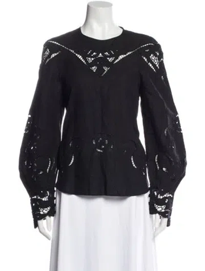 Pre-owned Isabel Marant Linen Crew Neck Blouse In Gray