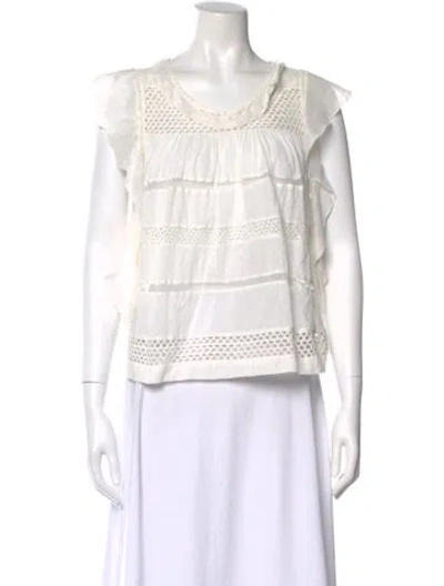 Pre-owned Isabel Marant Linen Crew Neck Blouse In White