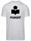 Isabel Marant Linen Crew Neck T-shirt With Bold Graphic Logo In White