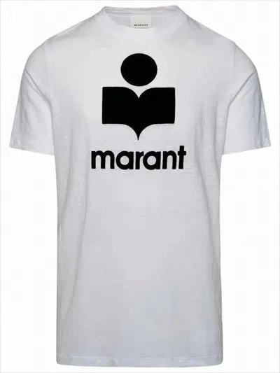 ISABEL MARANT LINEN CREW NECK T-SHIRT WITH BOLD GRAPHIC LOGO