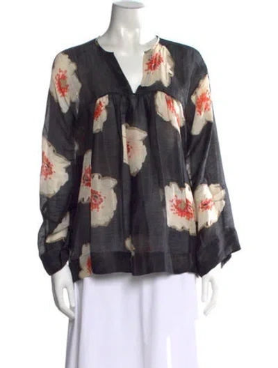 Pre-owned Isabel Marant Linen Floral Print Blouse In Multi