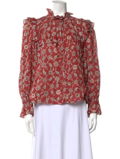 Pre-owned Isabel Marant Linen Floral Print Blouse In Red