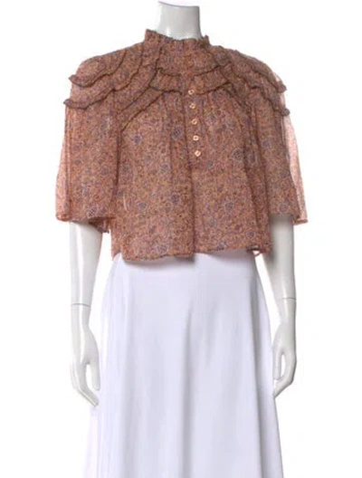 Pre-owned Isabel Marant Linen Floral Print Blouse W/ Tags In Pink