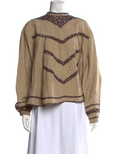 Pre-owned Isabel Marant Linen Floral Print Top In Neutral