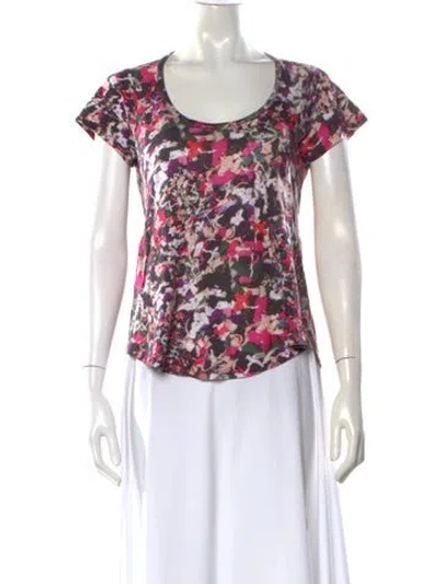 Pre-owned Isabel Marant Linen Floral Print T-shirt In Red