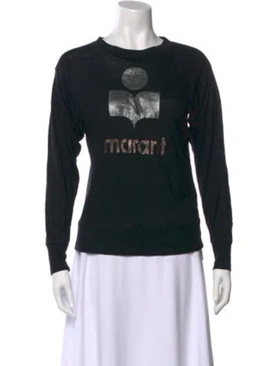Pre-owned Isabel Marant Linen Graphic Print Sweatshirt In Black