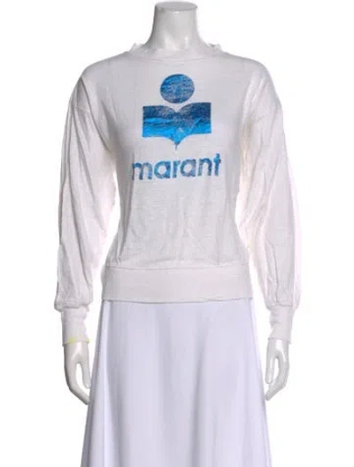 Pre-owned Isabel Marant Linen Graphic Print Top In White