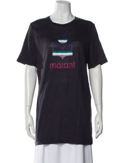 Pre-owned Isabel Marant Linen Graphic Print T-shirt In Black