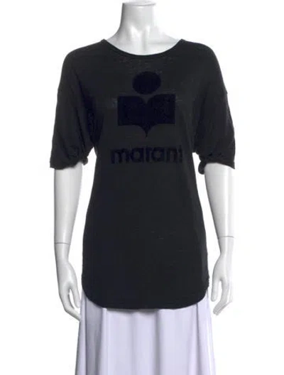 Pre-owned Isabel Marant Linen Graphic Print T-shirt In Black