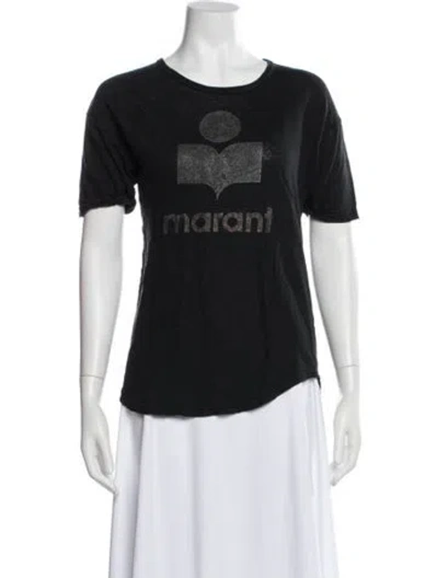 Pre-owned Isabel Marant Linen Graphic Print T-shirt In Blue