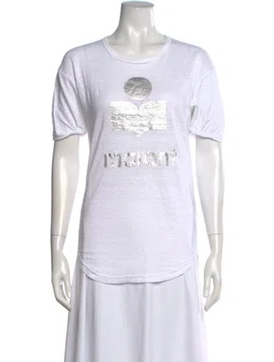 Pre-owned Isabel Marant Linen Graphic Print T-shirt In Metallic/white