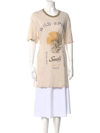 Pre-owned Isabel Marant Linen Graphic Print T-shirt In Neutral