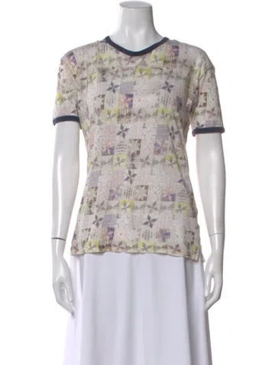 Pre-owned Isabel Marant Linen Graphic Print T-shirt In Neutral