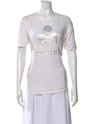 Pre-owned Isabel Marant Linen Graphic Print T-shirt In White