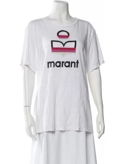Pre-owned Isabel Marant Linen Graphic Print T-shirt In White