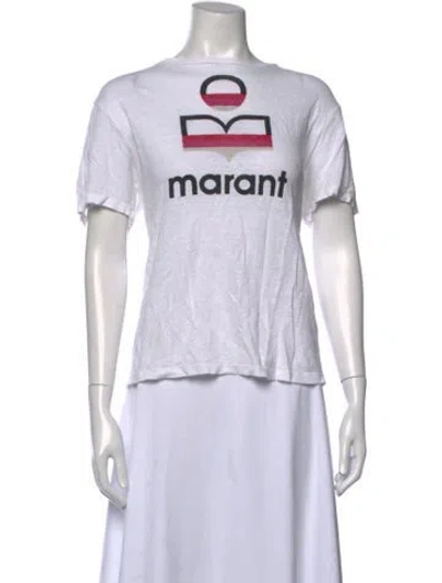 Pre-owned Isabel Marant Linen Graphic Print T-shirt In White