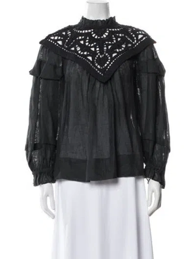 Pre-owned Isabel Marant Linen Long Sleeve Blouse In Black