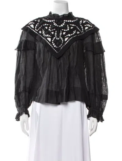 Pre-owned Isabel Marant Linen Long Sleeve Blouse In Green