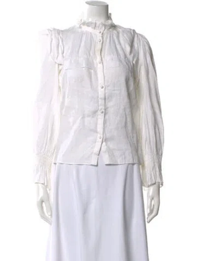 Pre-owned Isabel Marant Linen Long Sleeve Blouse In White