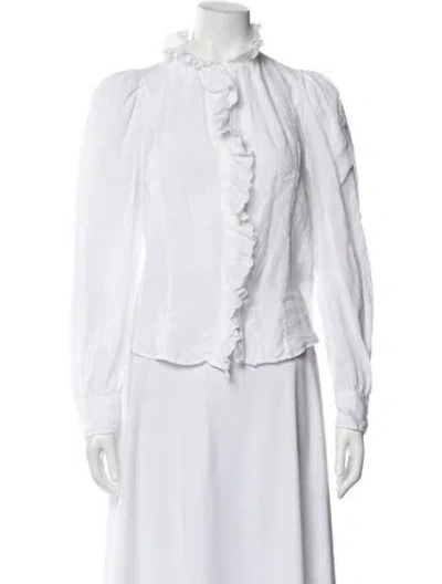 Pre-owned Isabel Marant Linen Long Sleeve Blouse In White