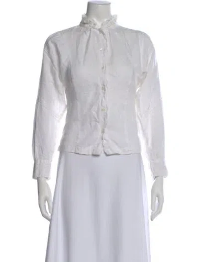 Pre-owned Isabel Marant Linen Long Sleeve Blouse In White
