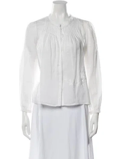 Pre-owned Isabel Marant Linen Long Sleeve Blouse In White