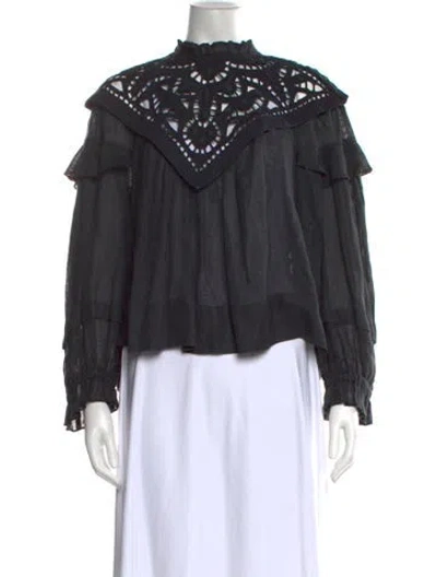 Pre-owned Isabel Marant Linen Mock Neck Blouse In Green