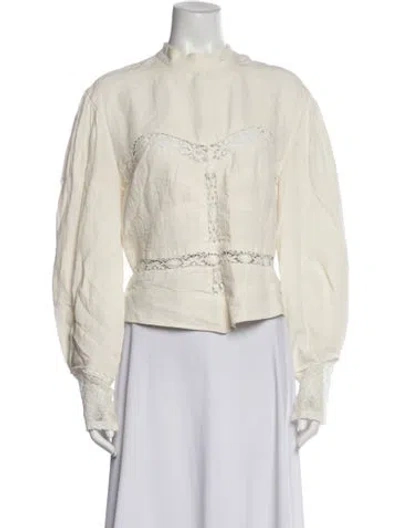 Pre-owned Isabel Marant Linen Mock Neck Blouse In Neutral