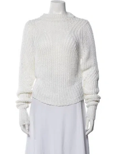 Pre-owned Isabel Marant Linen Mock Neck Sweater In White
