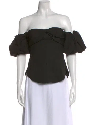 Pre-owned Isabel Marant Linen Off-the-shoulder Top W/ Tags In Black