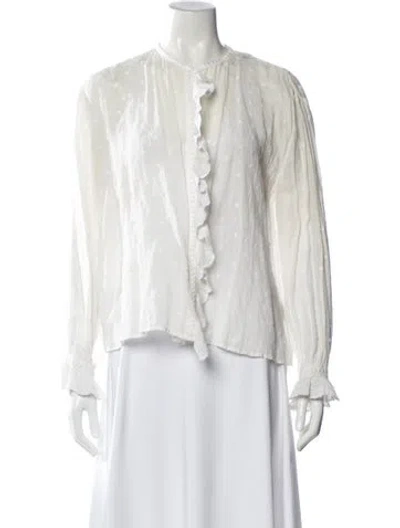 Pre-owned Isabel Marant Linen Patterned Blouse In White