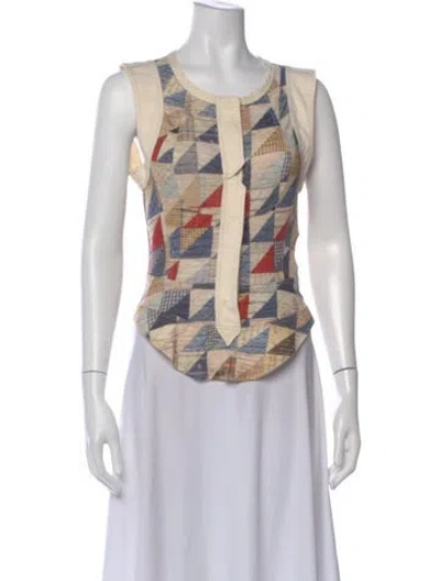 Pre-owned Isabel Marant Linen Patterned Top In Burgundy