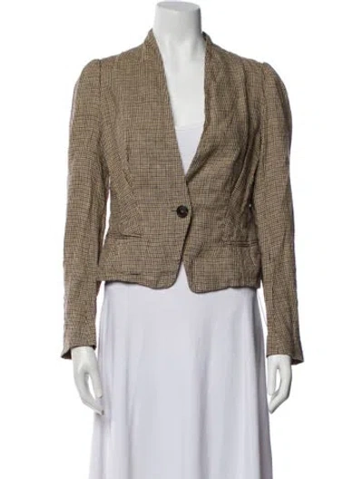 Pre-owned Isabel Marant Linen Plaid Print Blazer In Neutral